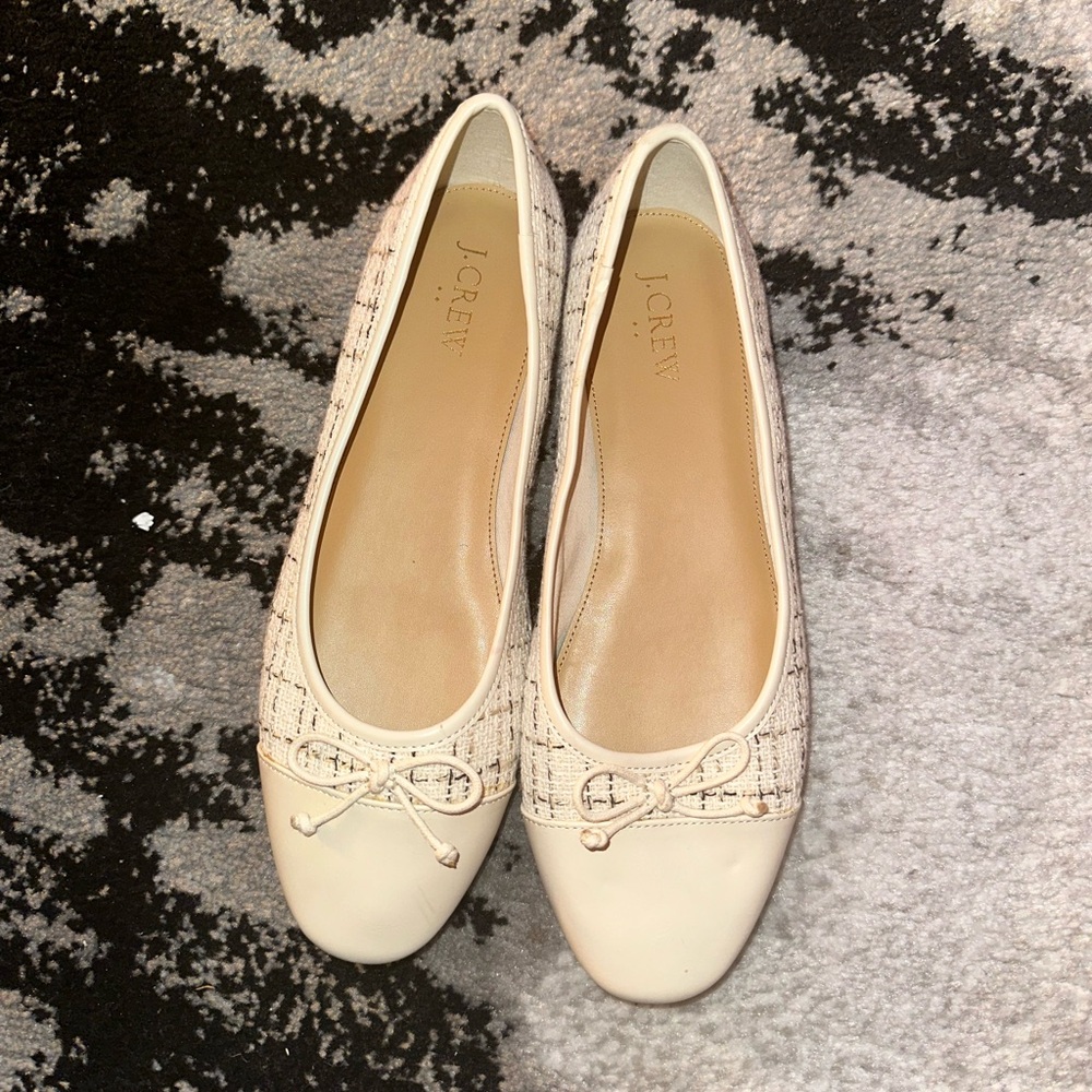J. Crew Cream Tweed  Ballet Flats size 8.5